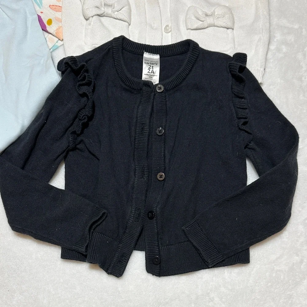 NWOT abstract top & pima leggings EUC black & white cardigan 2t